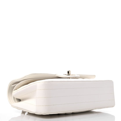 Chanel Caviar Chevron Quilted Small Double Flap White 4 of 9