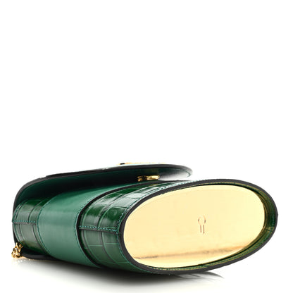 Chloe Calfskin Crocodile Embossed Small Aby Lock Woodsy Green 4 of 8