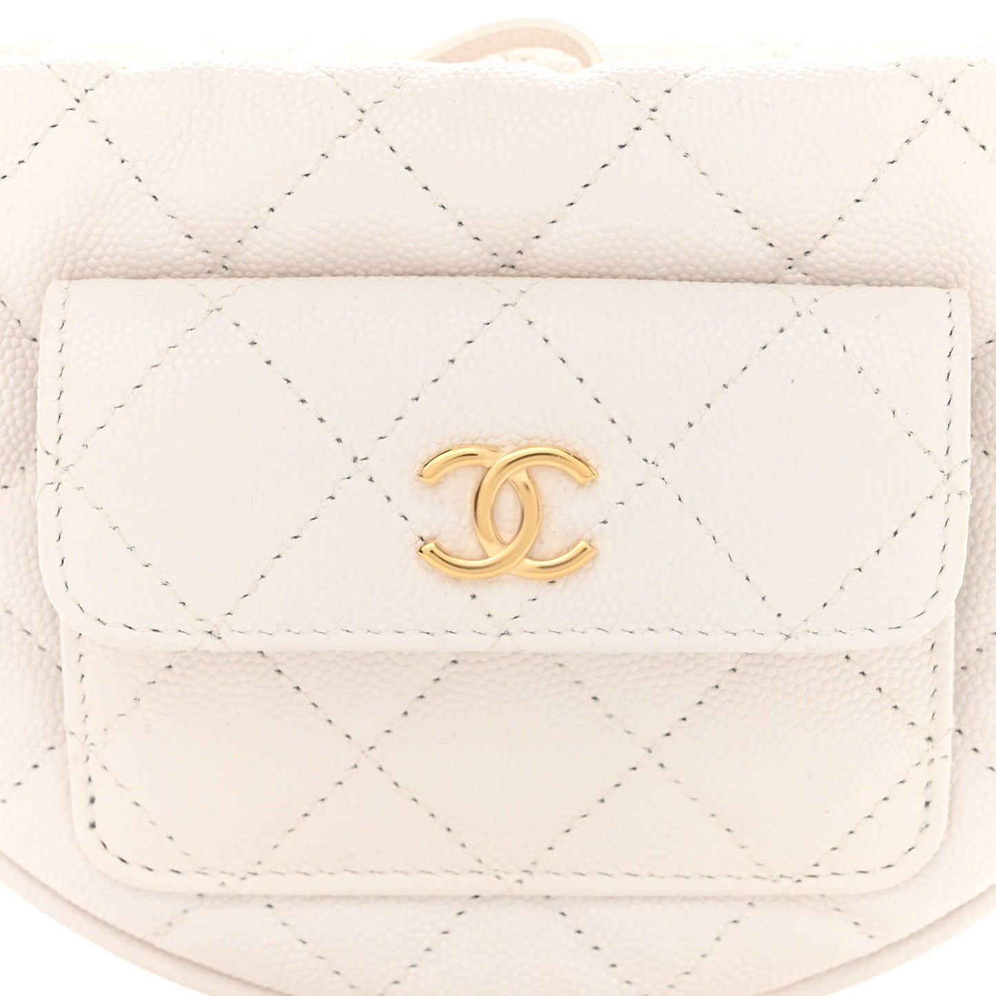 Caviar Quilted Polly Pocket Pouch Hobo White