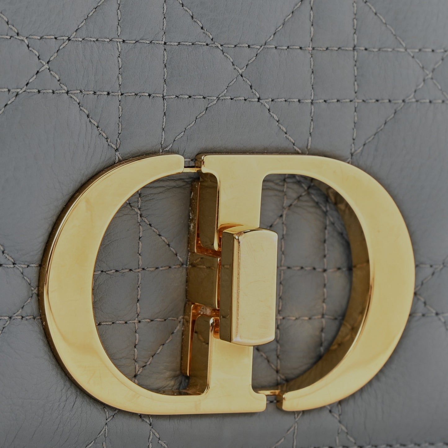 Calfskin Cannage Small Caro Bag Grey