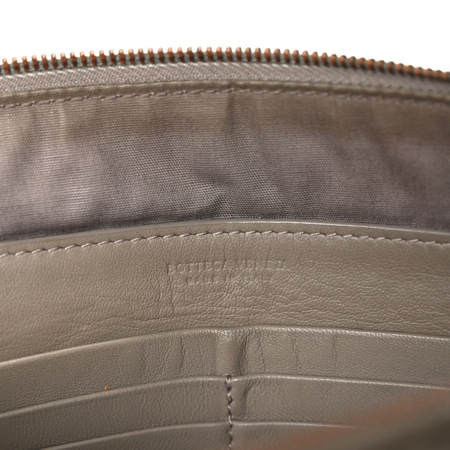 Nappa Intrecciato Large Flat Zip Billetto Pouch Mink