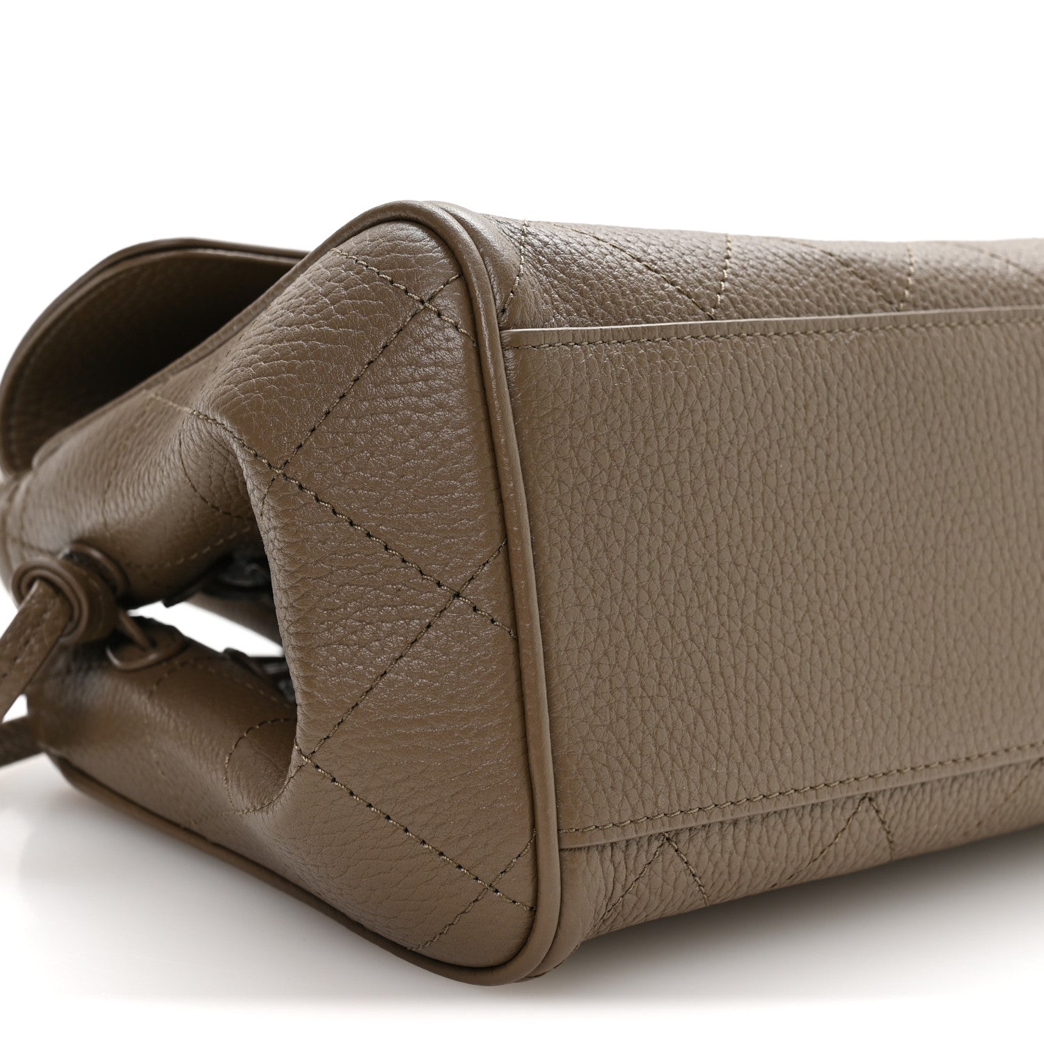 Chanel Grained Calfskin Stitched Urban Essentials Small Shopping Bag Dark Khaki 9 of 11