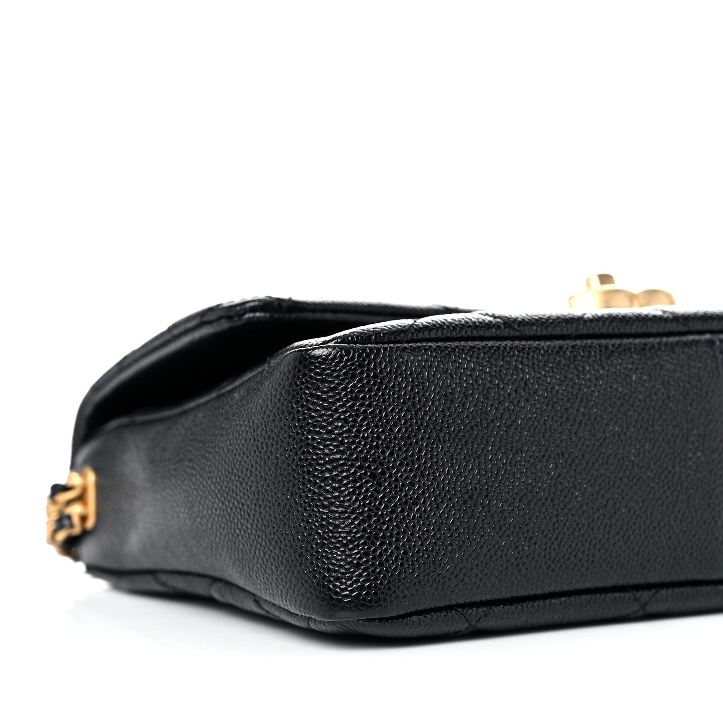 Shiny Caviar Quilted Small Chain Melody Flap Black