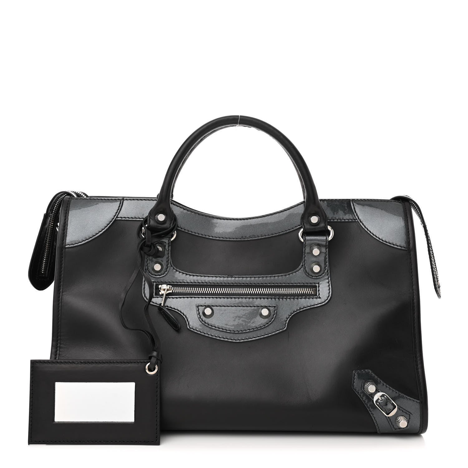 Balenciaga Smooth Calfskin Metallic Patent Giant 12 Silver Hardware City Black Gris 1 of 11