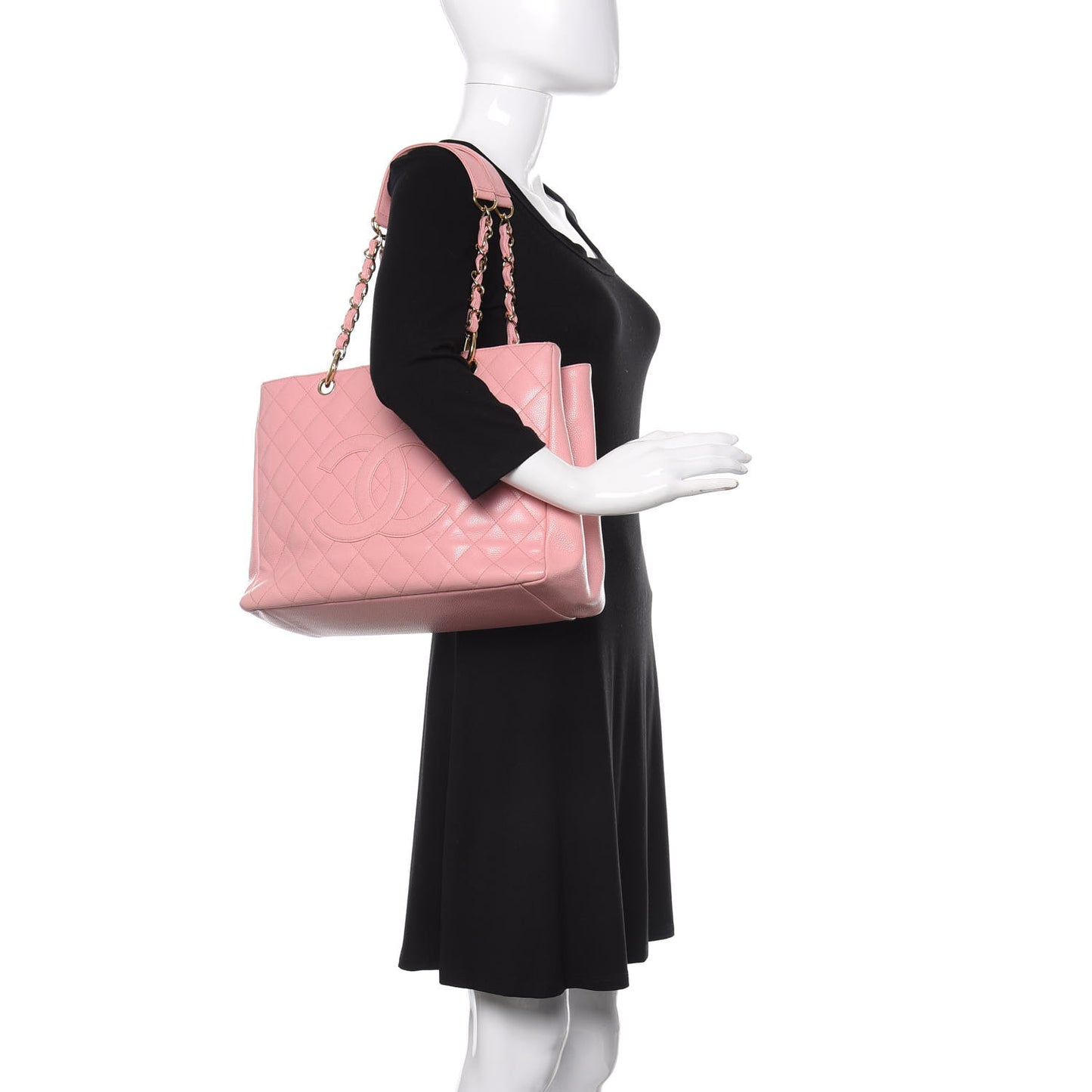 Caviar Quilted Grand Shopping Tote GST Pink
