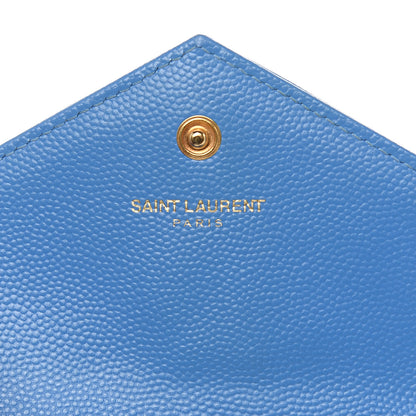 Saint Laurent Grain de Poudre Matelasse Chevron Small Monogram Wallet Blue Clair 6 of 13