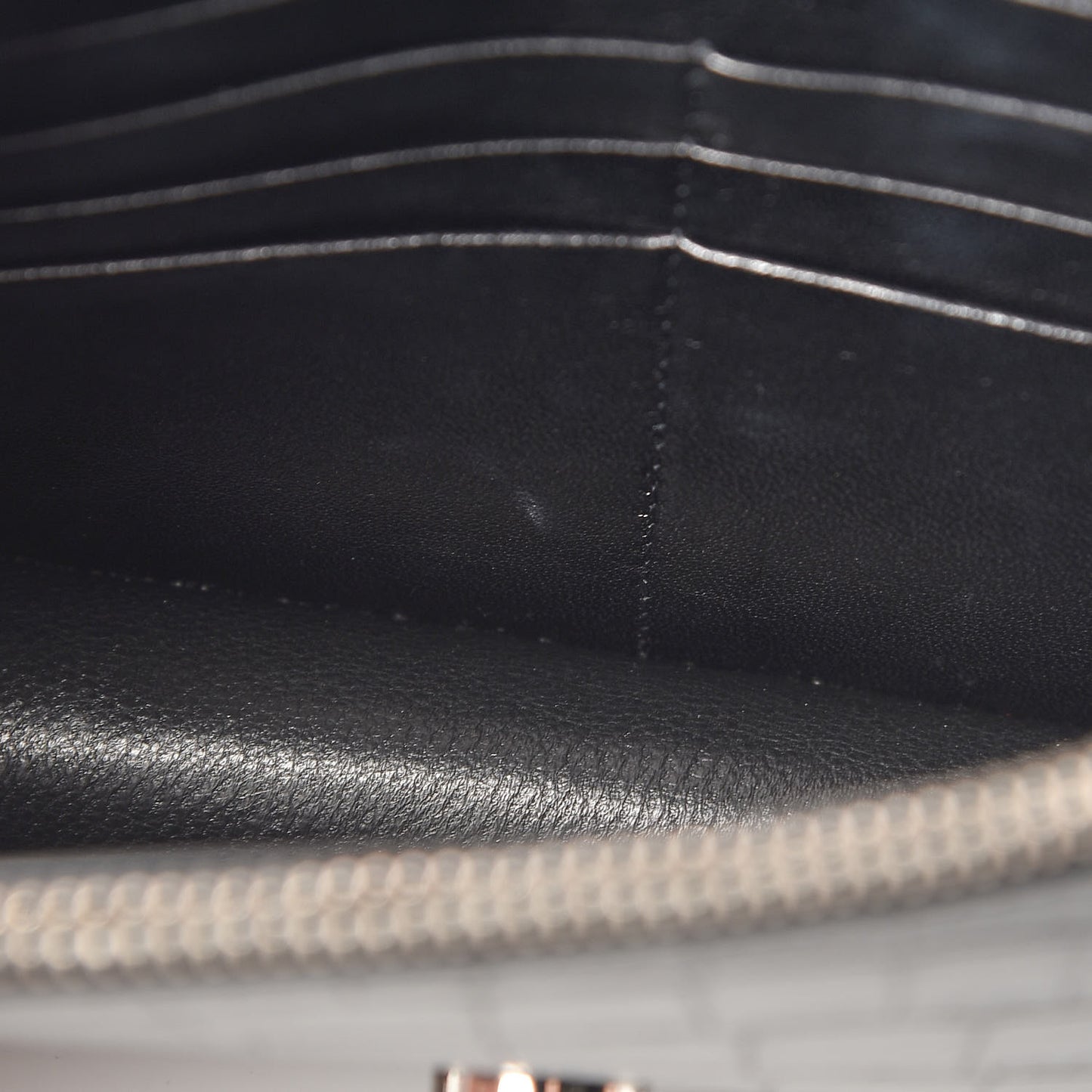 Calfskin Crocodile Embossed Kate Monogram Tassel Chain Wallet Black