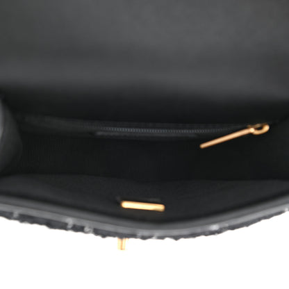 Chanel Tweed School Memory Mini Top Handle Flap Black White 4 of 9