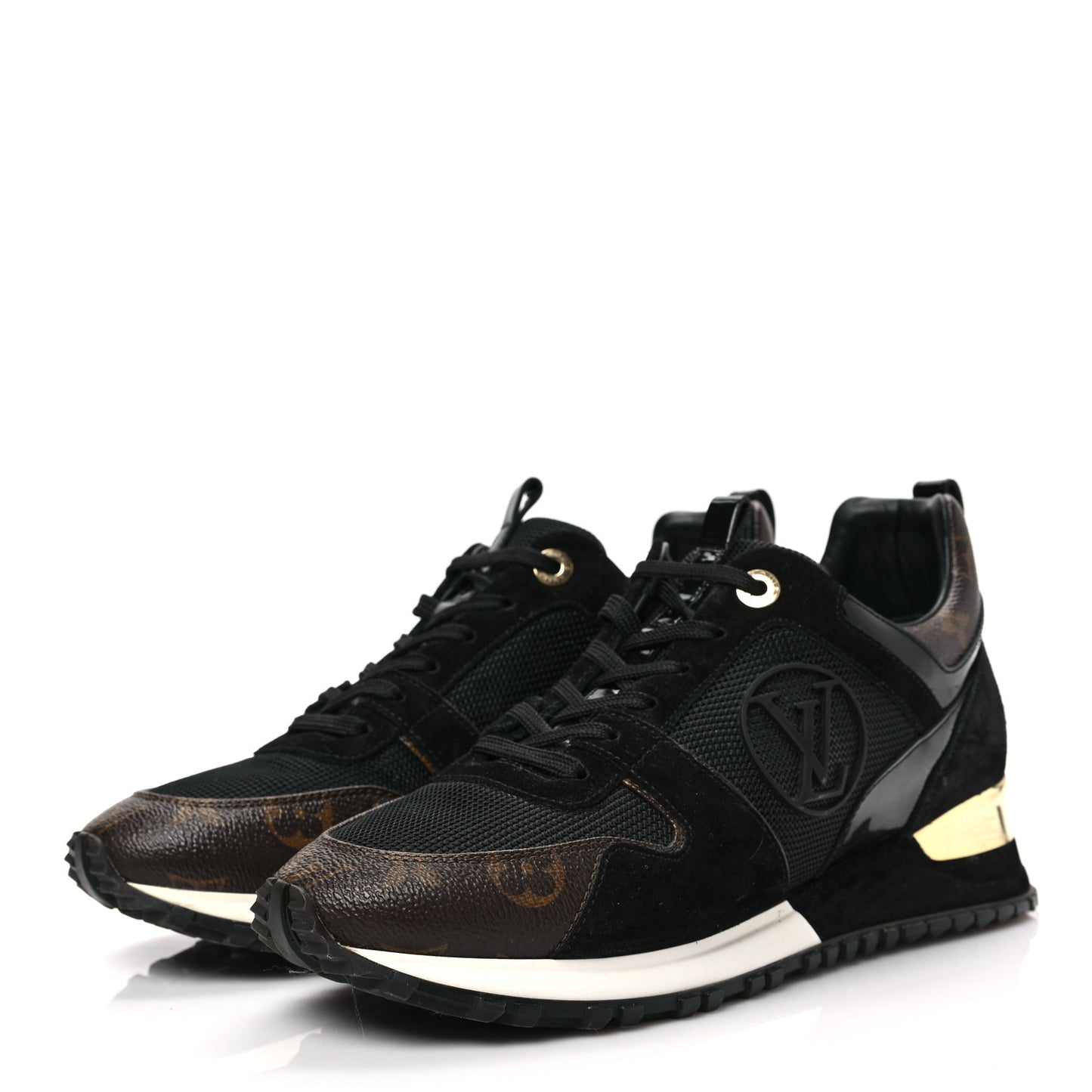 Suede Monogram Run Away Sneakers 38.5 Black