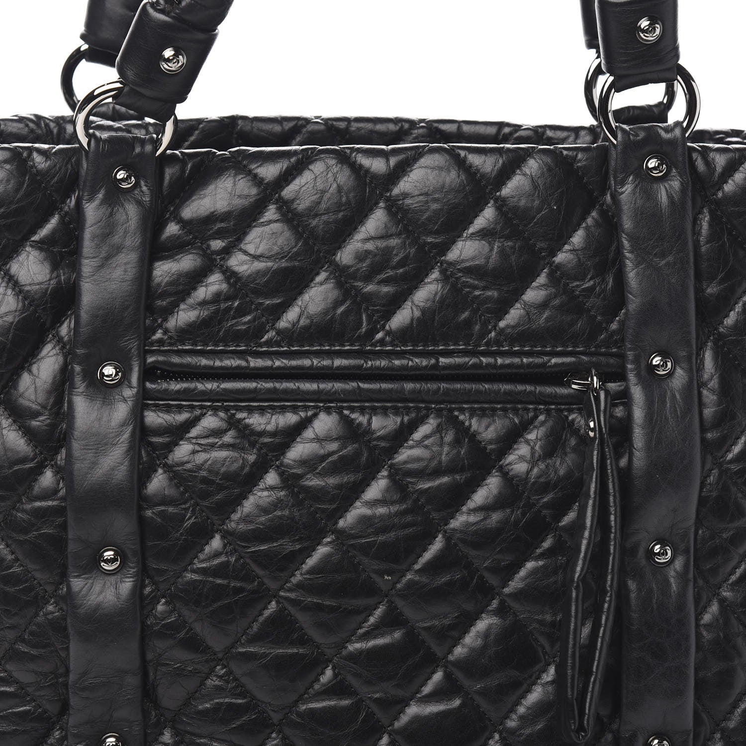 Chanel Distressed Lambskin Vintage Ligne Lady Braid Tote Black 9 of 9