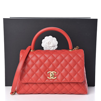 Chanel Caviar Quilted Small Coco Handle Flap Red 10 of 10