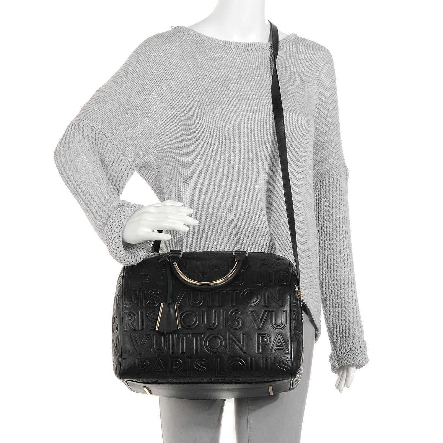 Louis Vuitton Calfskin Embossed Speedy Cube 30 Black 2 of 8