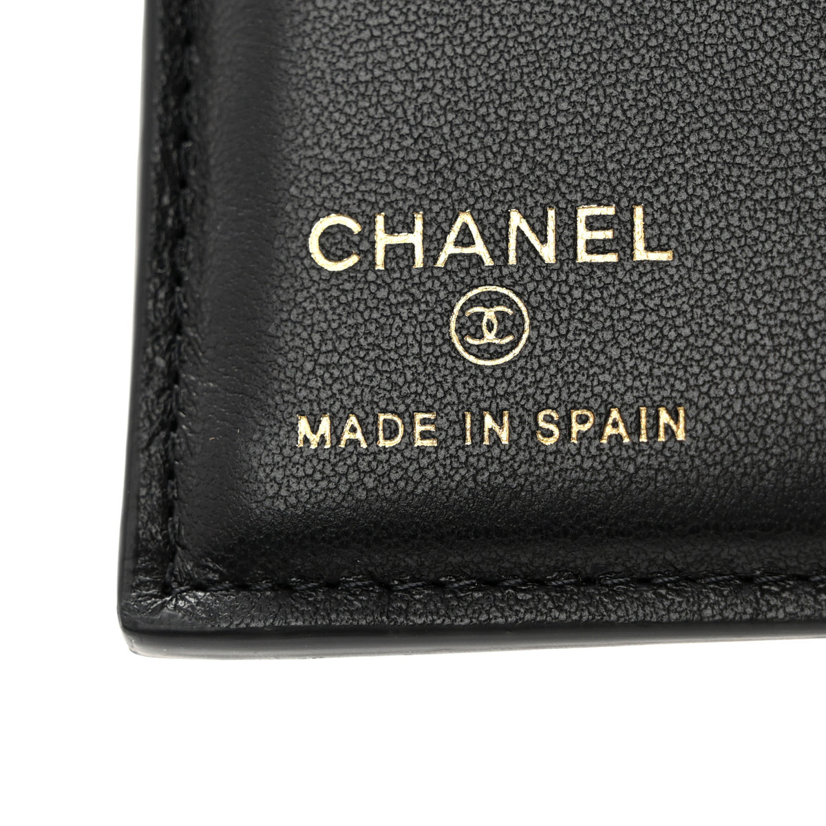 Chanel Calfskin Crocodile Embossed Crococo Passport Holder Black 6 of 9