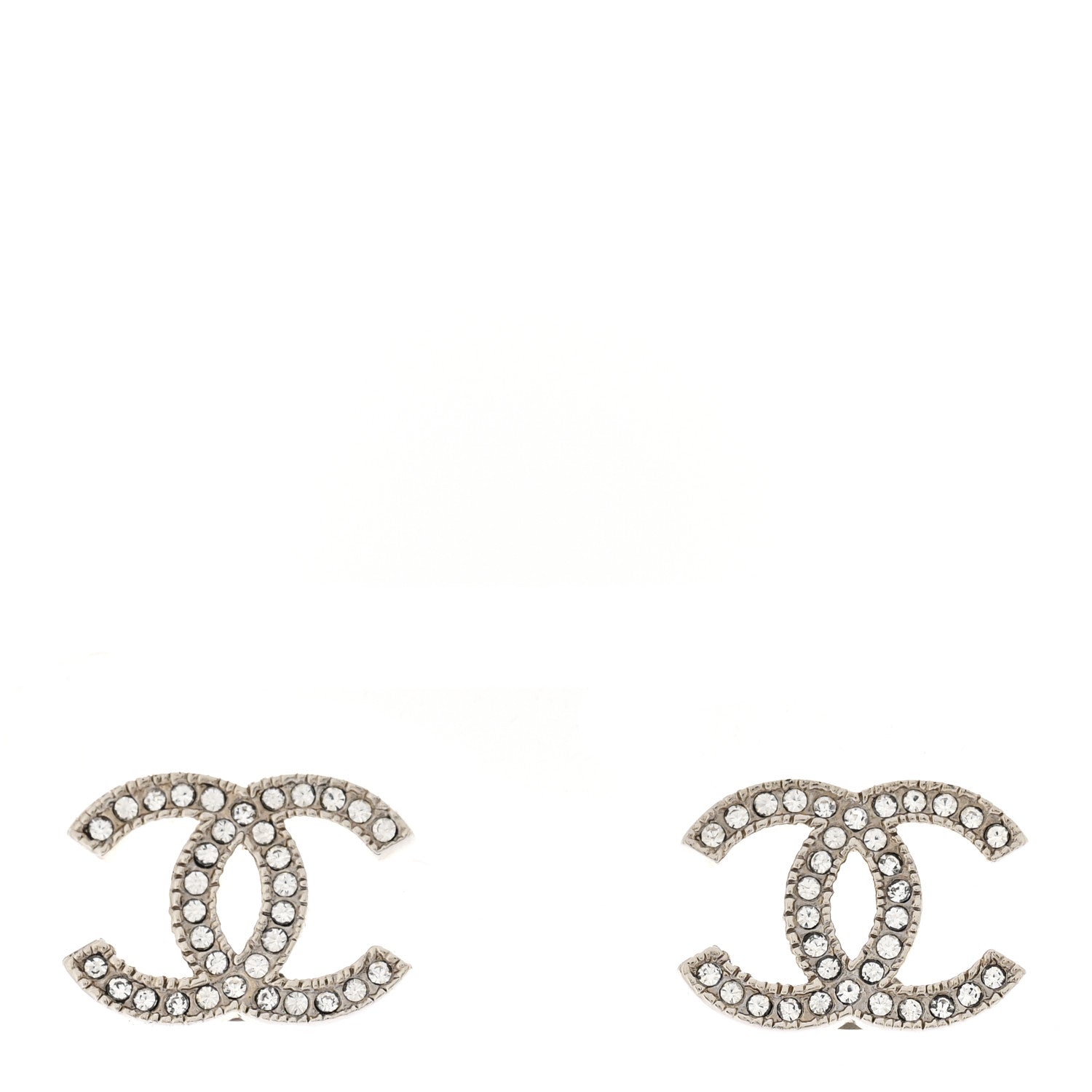 Chanel Crystal CC Earrings Silver 2 of 10