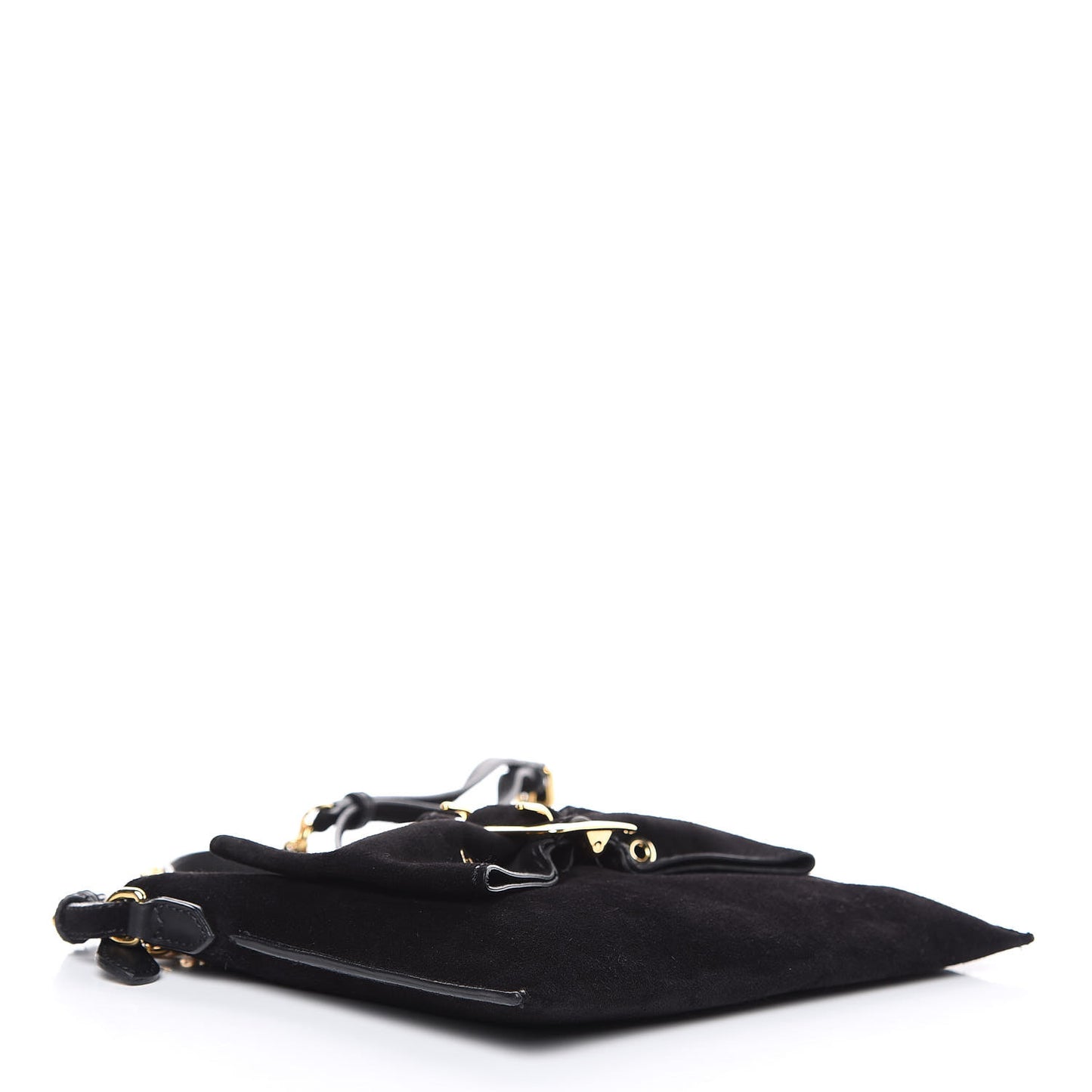 Suede Bow Buckle Crossbody Bag Black