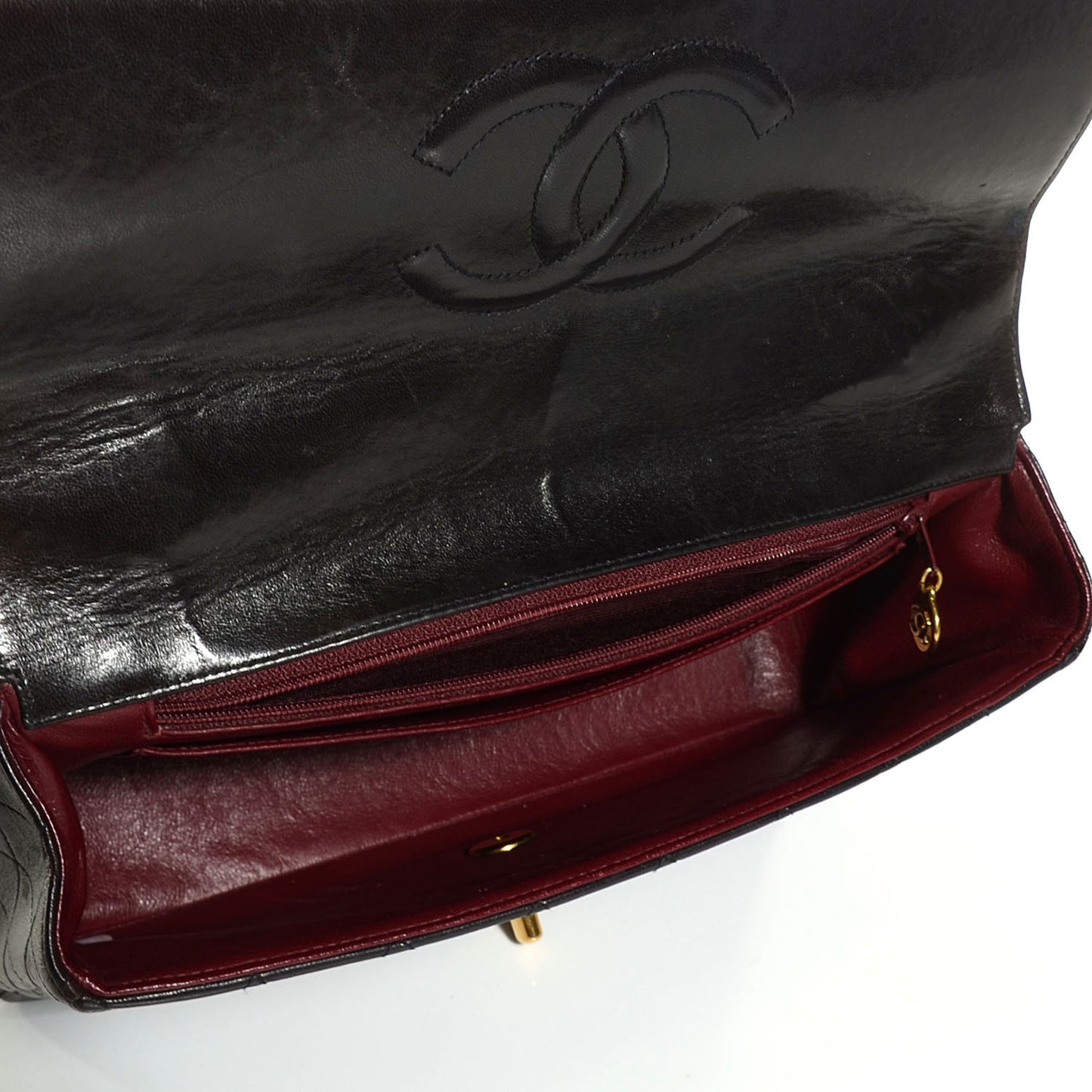 Lambskin Quilted Medium Rectangular Kelly Flap Bag Black
