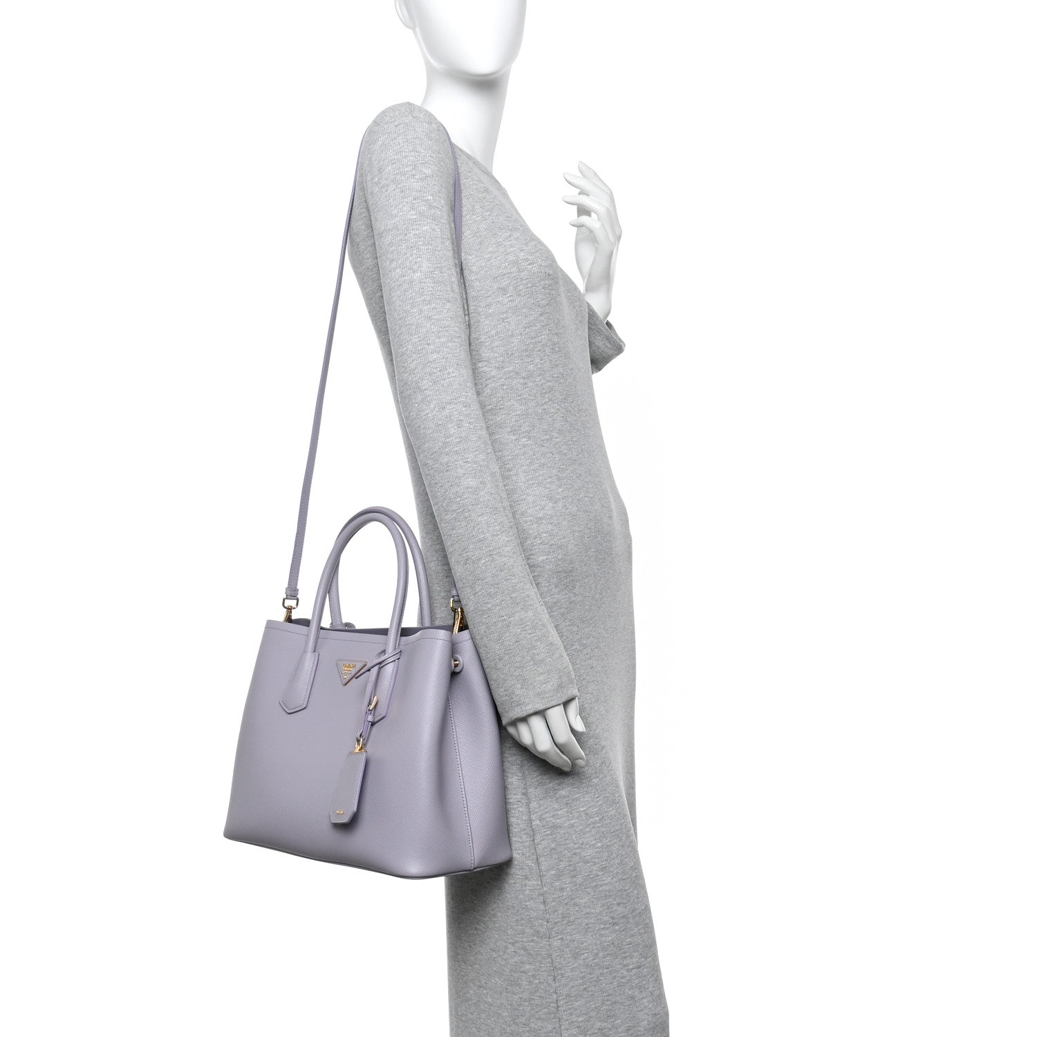 Prada Saffiano Cuir Small Double Bag Glicine 2 of 12