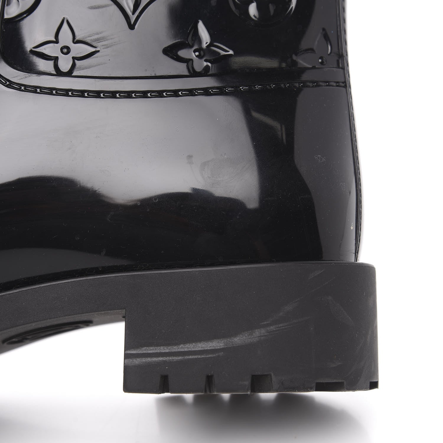 Louis Vuitton Rubber Embossed Monogram Drops Flat Half Boots 38 Black 8 of 10