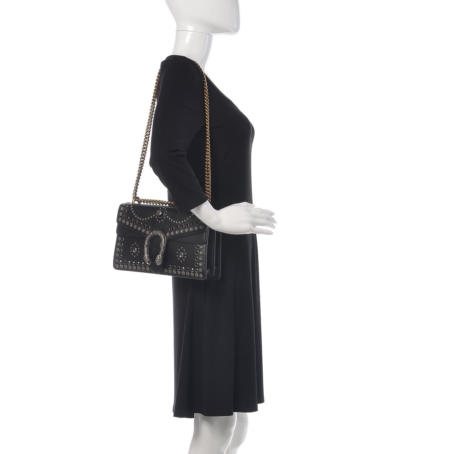 Calfskin Studded Small Dionysus Shoulder Bag Black