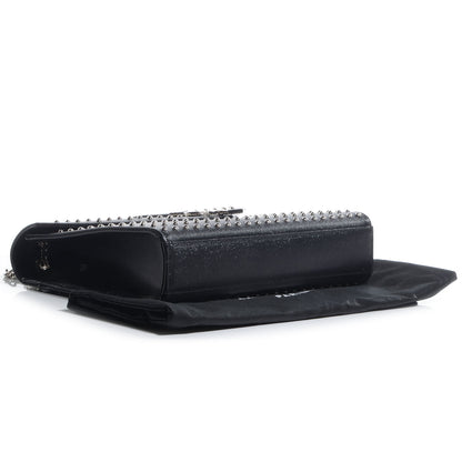 Saint Laurent Grain de Poudre Matelasse Studded Large Monogram Satchel Black 4 of 8