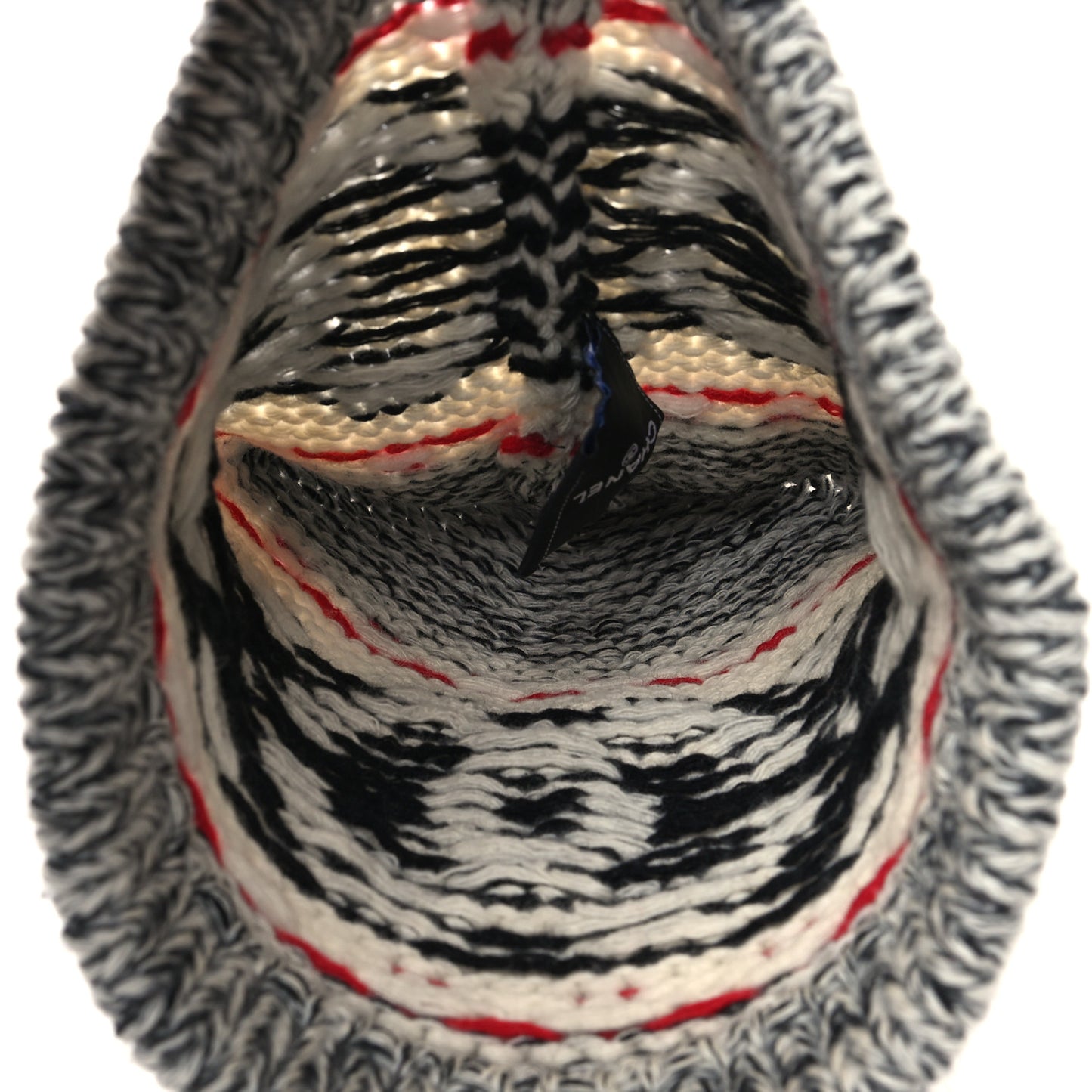 Wool Shearling CC Beanie Hat Grey Black Red