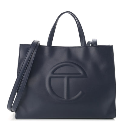 Telfar Vegan Leather Medium Shopping Bag Navy 1 of 12