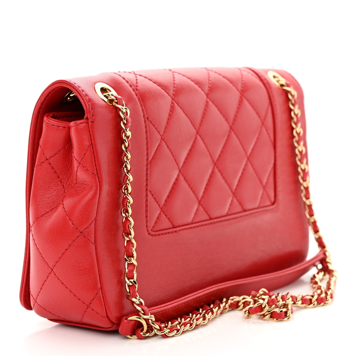 Sheepskin Quilted Medium Vintage Mademoiselle Flap Red