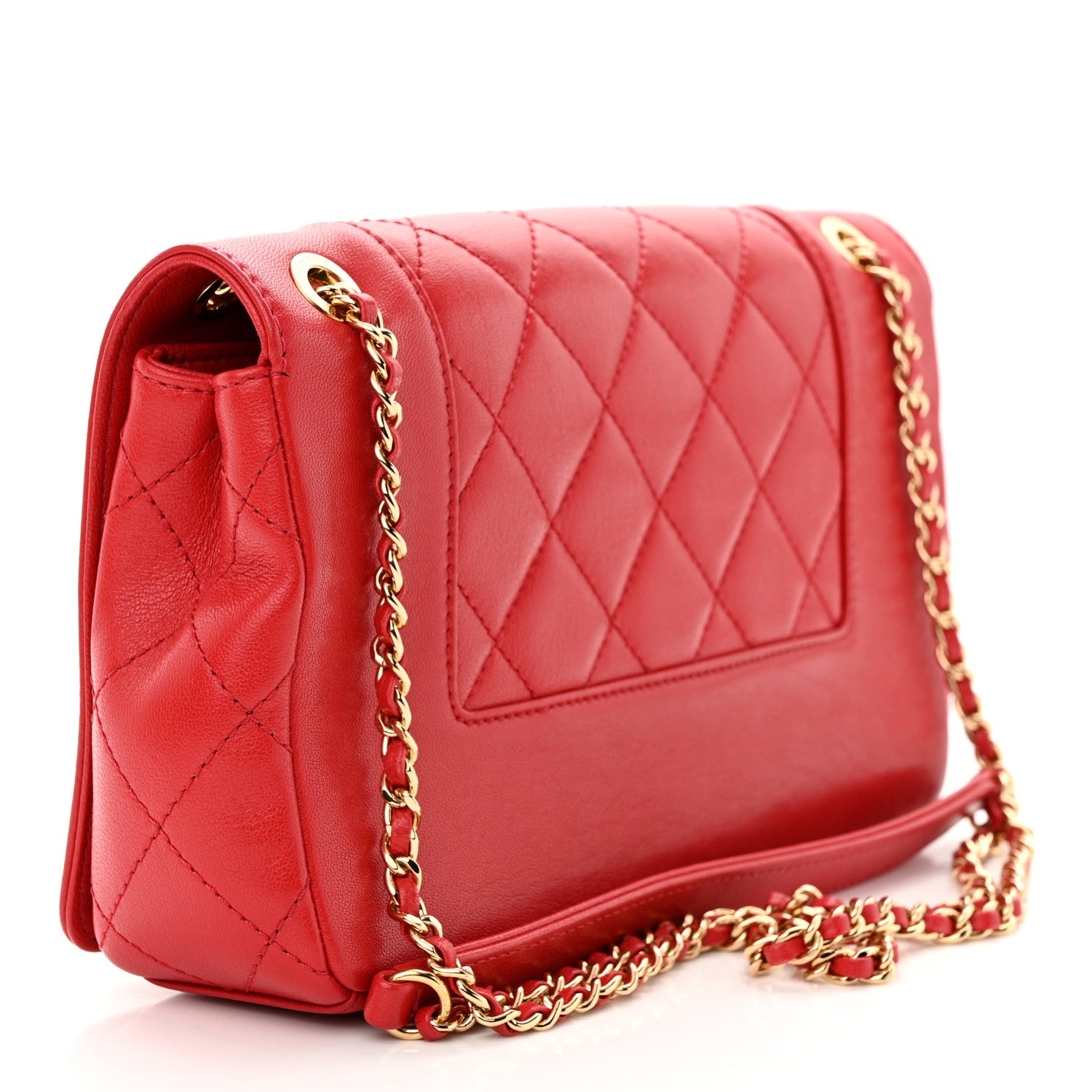 Chanel Sheepskin Quilted Medium Vintage Mademoiselle Flap Red 3 of 12