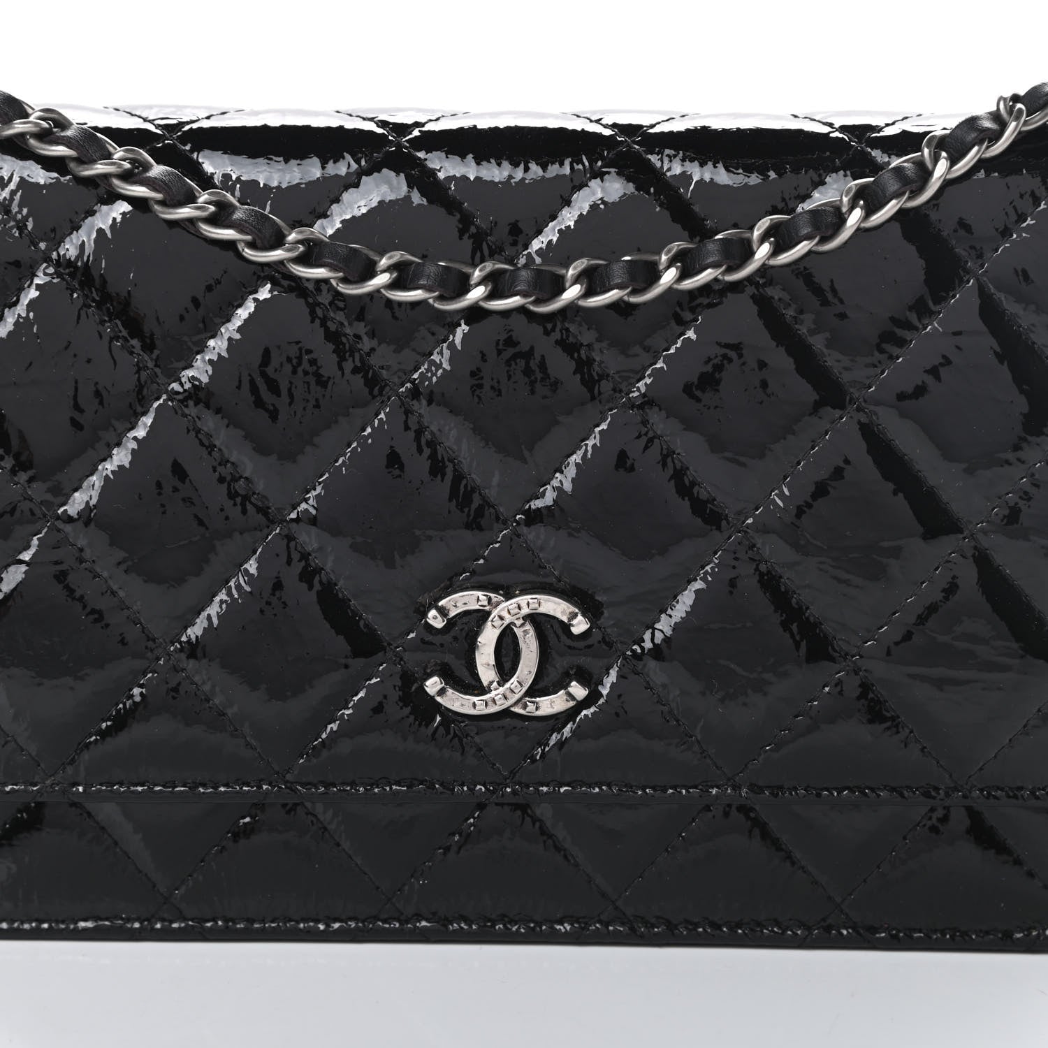 Chanel Patent Quilted Brilliant Wallet On Chain WOC Black 9 of 16