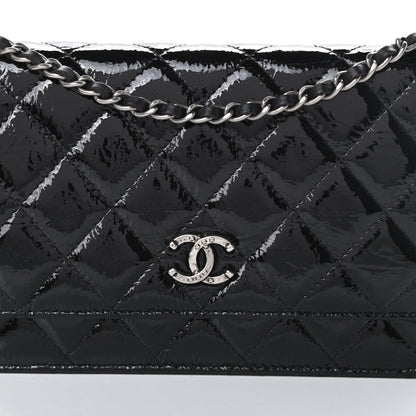 Chanel Patent Quilted Brilliant Wallet On Chain WOC Black 9 of 16