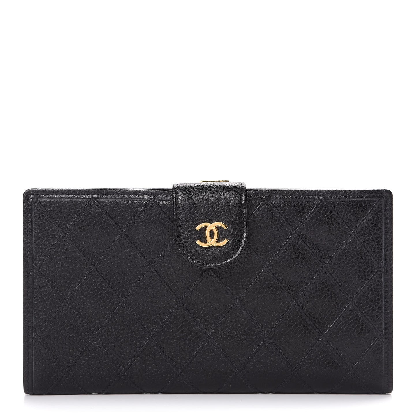 Caviar Stitched French Wallet Black