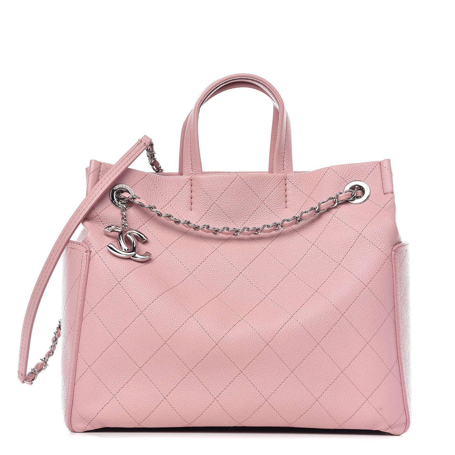 Chanel Grained Calfskin Small CC Pocket Tote Pink 1 of 12