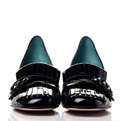 Gucci Vernice GG Marmont Fringe 50mm Loafer Pumps 39 Black 2 of 9
