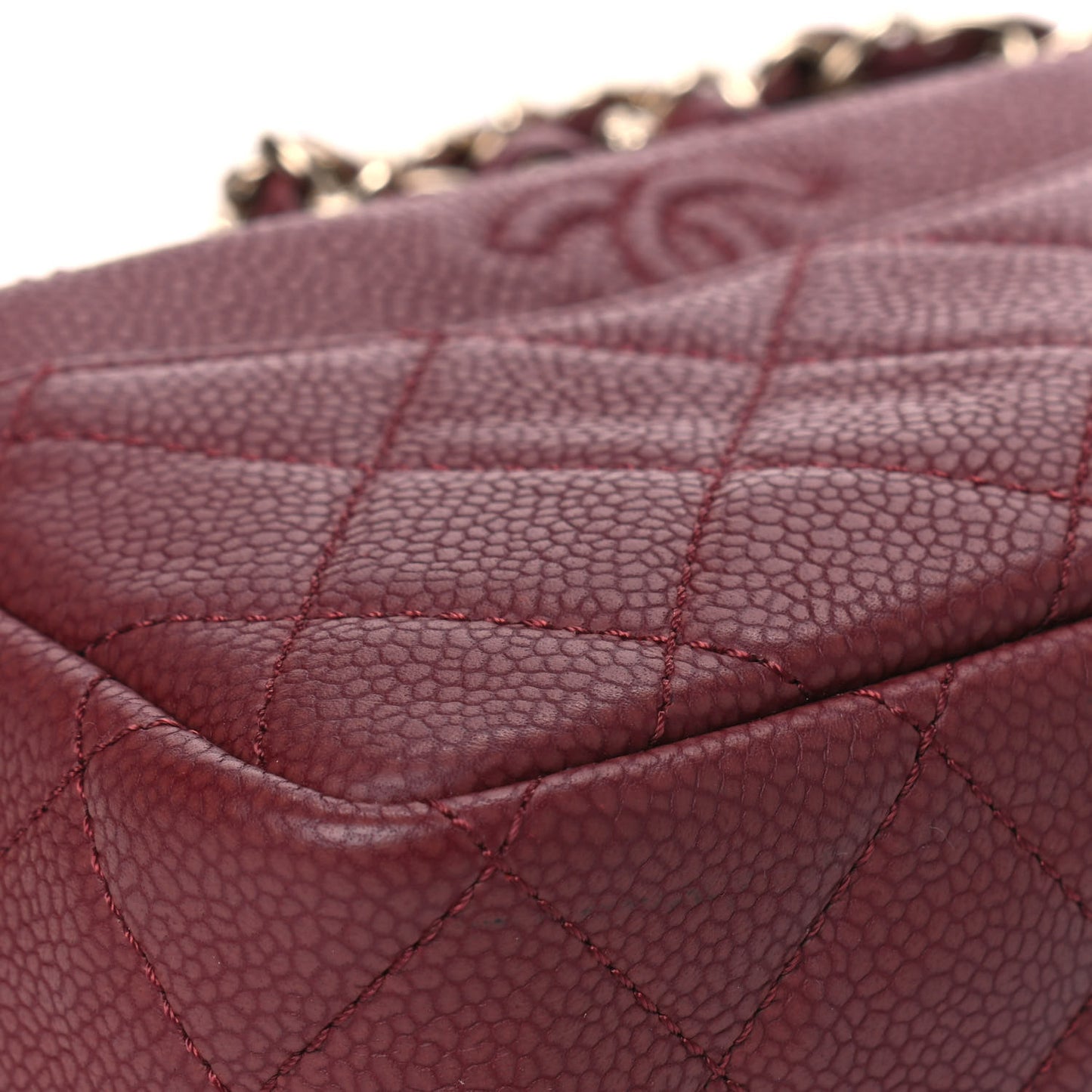Caviar Quilted Mini Coco Tassel Camera Case Burgundy