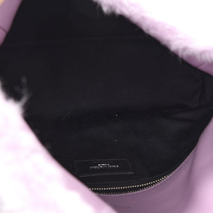 Saint Laurent Merino Shearling Lambskin Quilted Small Loulou Puffer Monogram Chain Satchel Lila 5 of 9