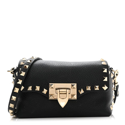 Valentino Garavani Pebbled Calfskin Mini Rockstud Crossbody Bag Black 1 of 11