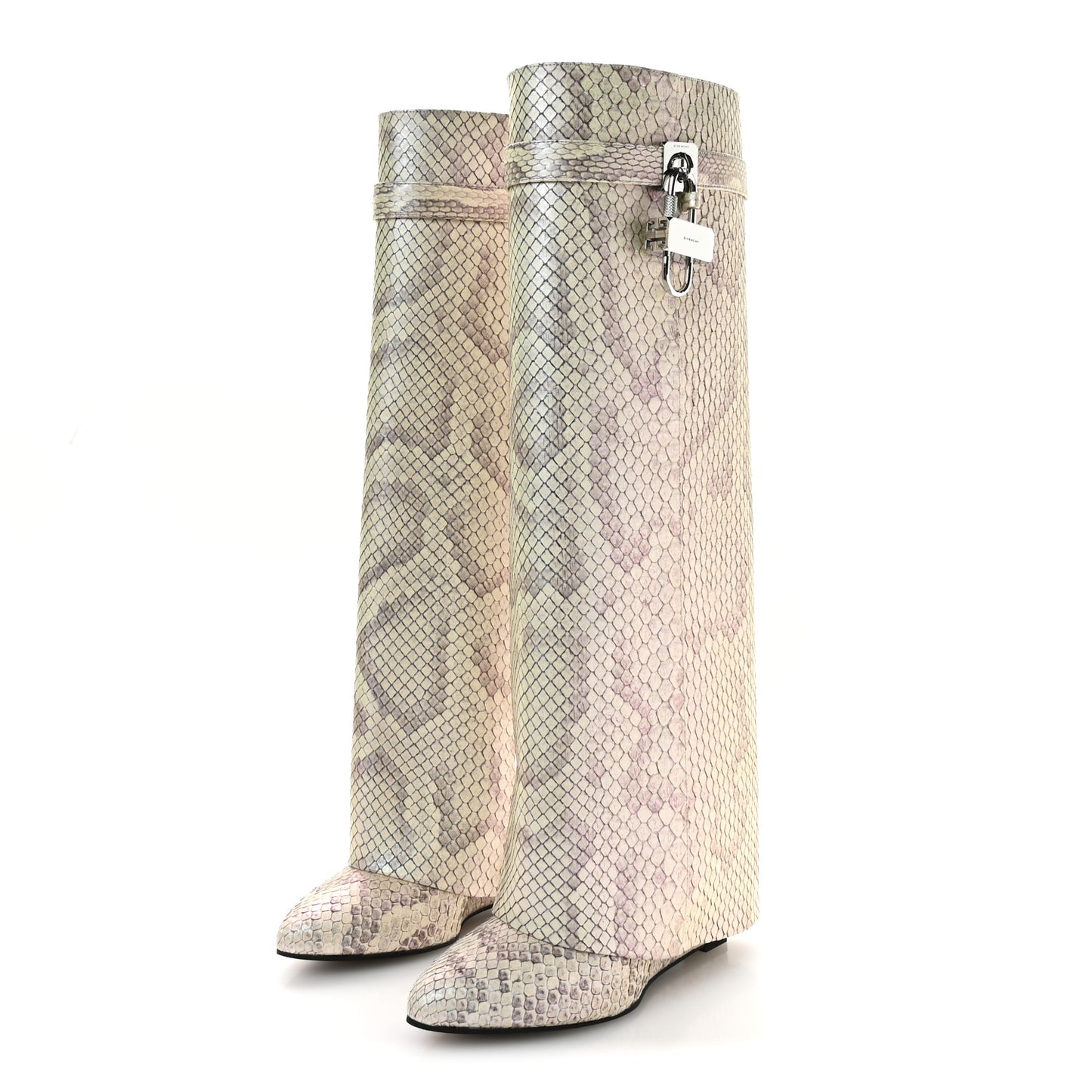 Python Shark Lock Pant Boots 39 Natural Beige