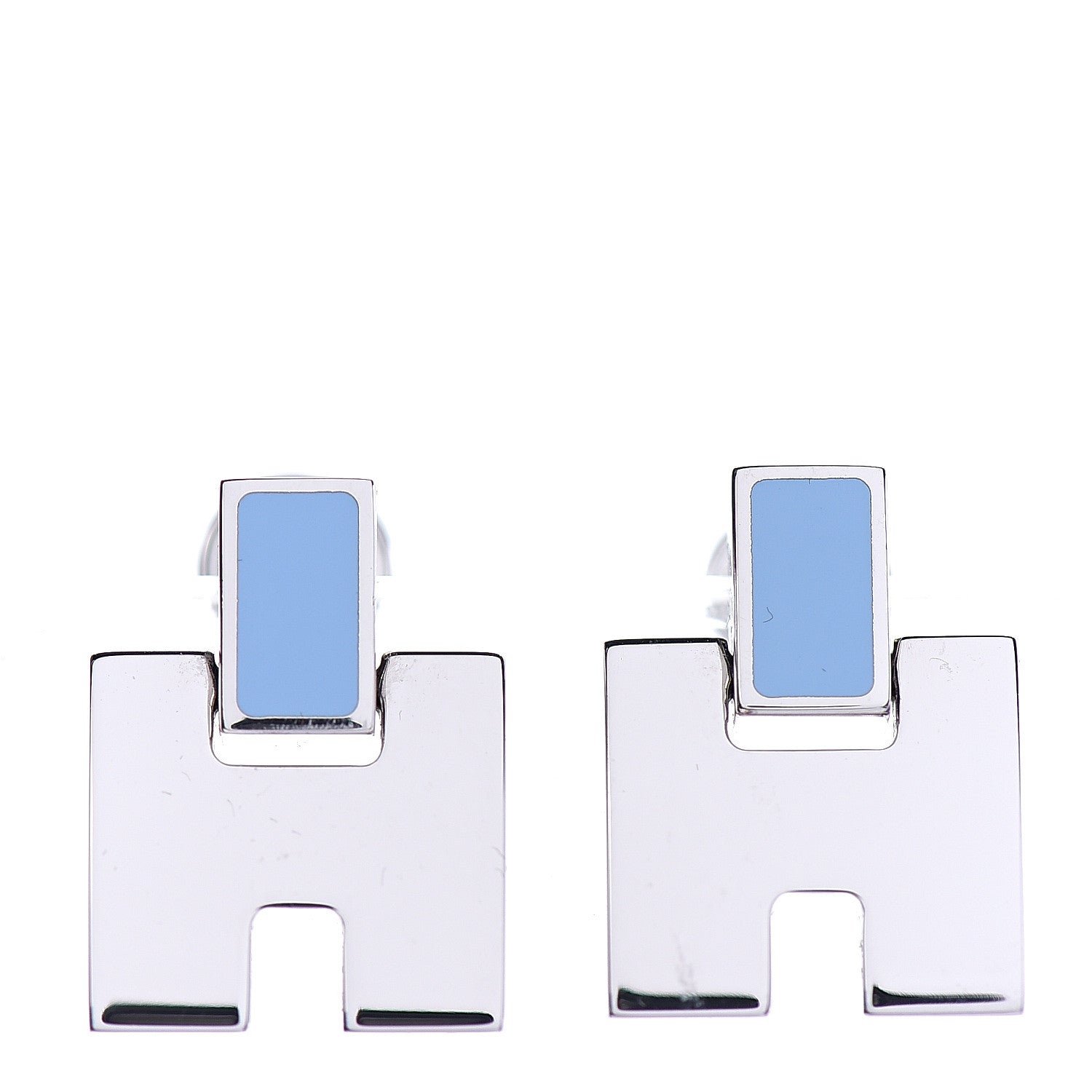 Hermes Palladium Lacquer Eileen Earrings Ciel 1 of 2