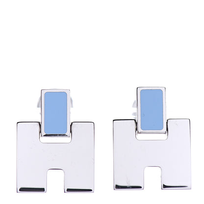 Hermes Palladium Lacquer Eileen Earrings Ciel 1 of 2