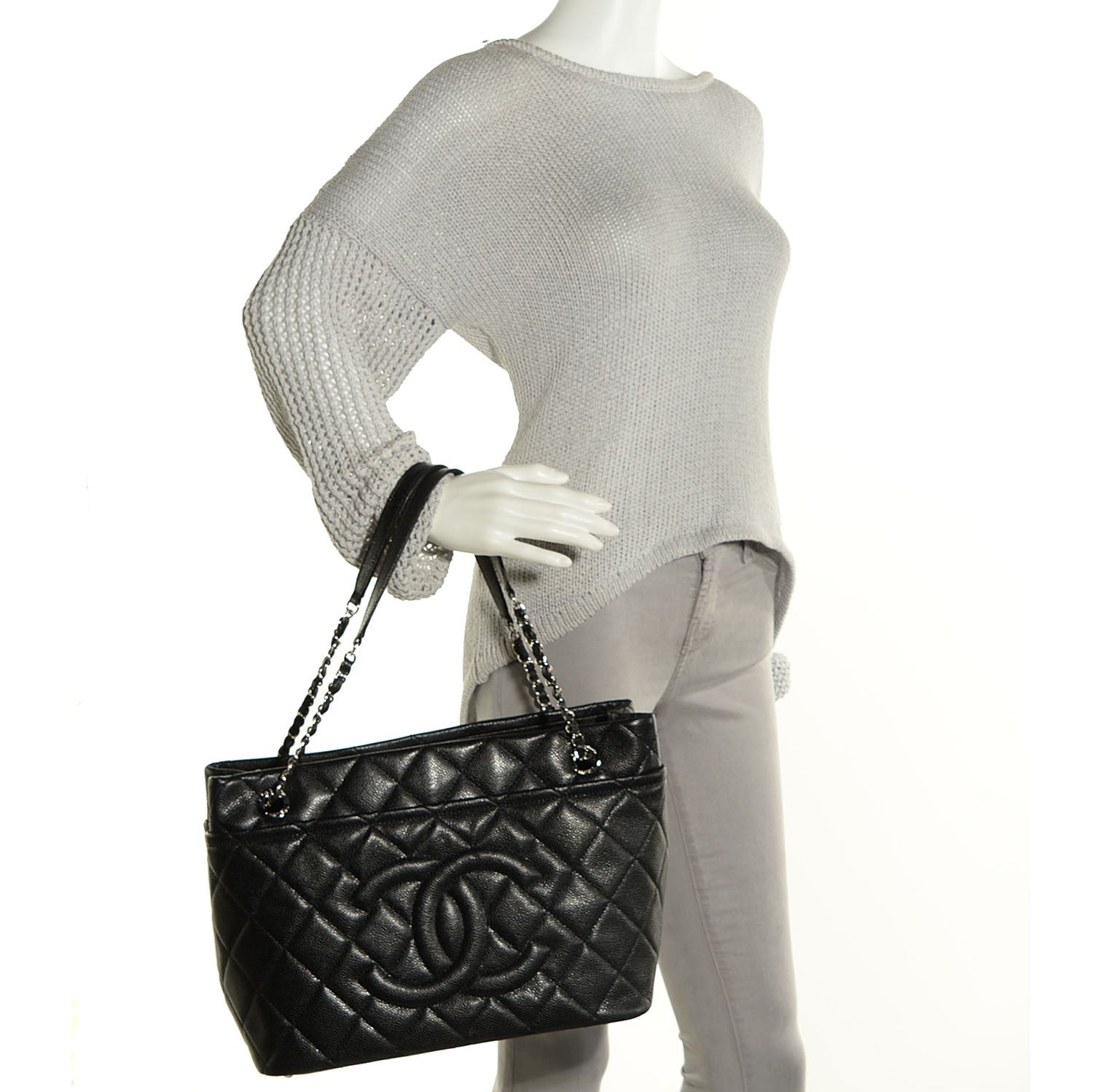 Chanel Caviar CC Timeless Soft Tote Black 2 of 7
