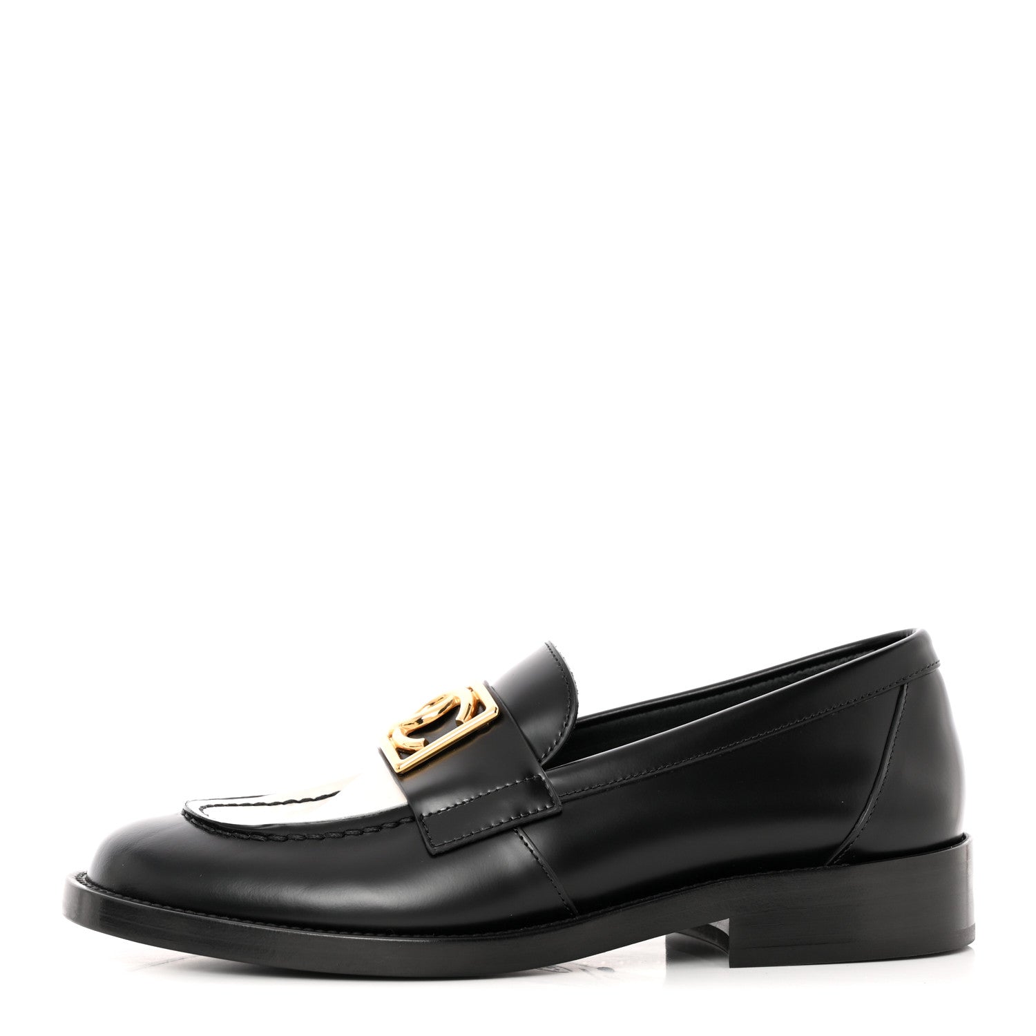 Chanel Shiny Calfskin CC Loafers Black White 36 Black White 1 of 10