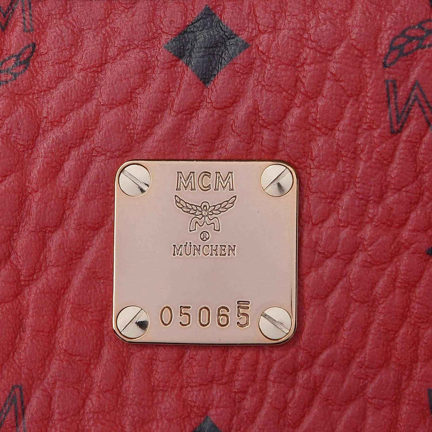 MCM Visetos Medium Anya Shopping Tote Red 11 of 12