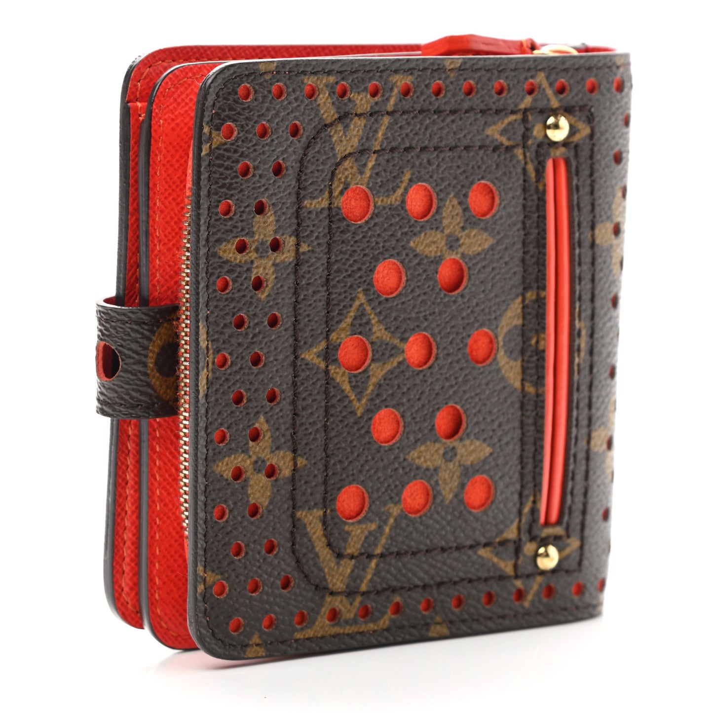 Monogram Perforated Compact Zipped Wallet Orange