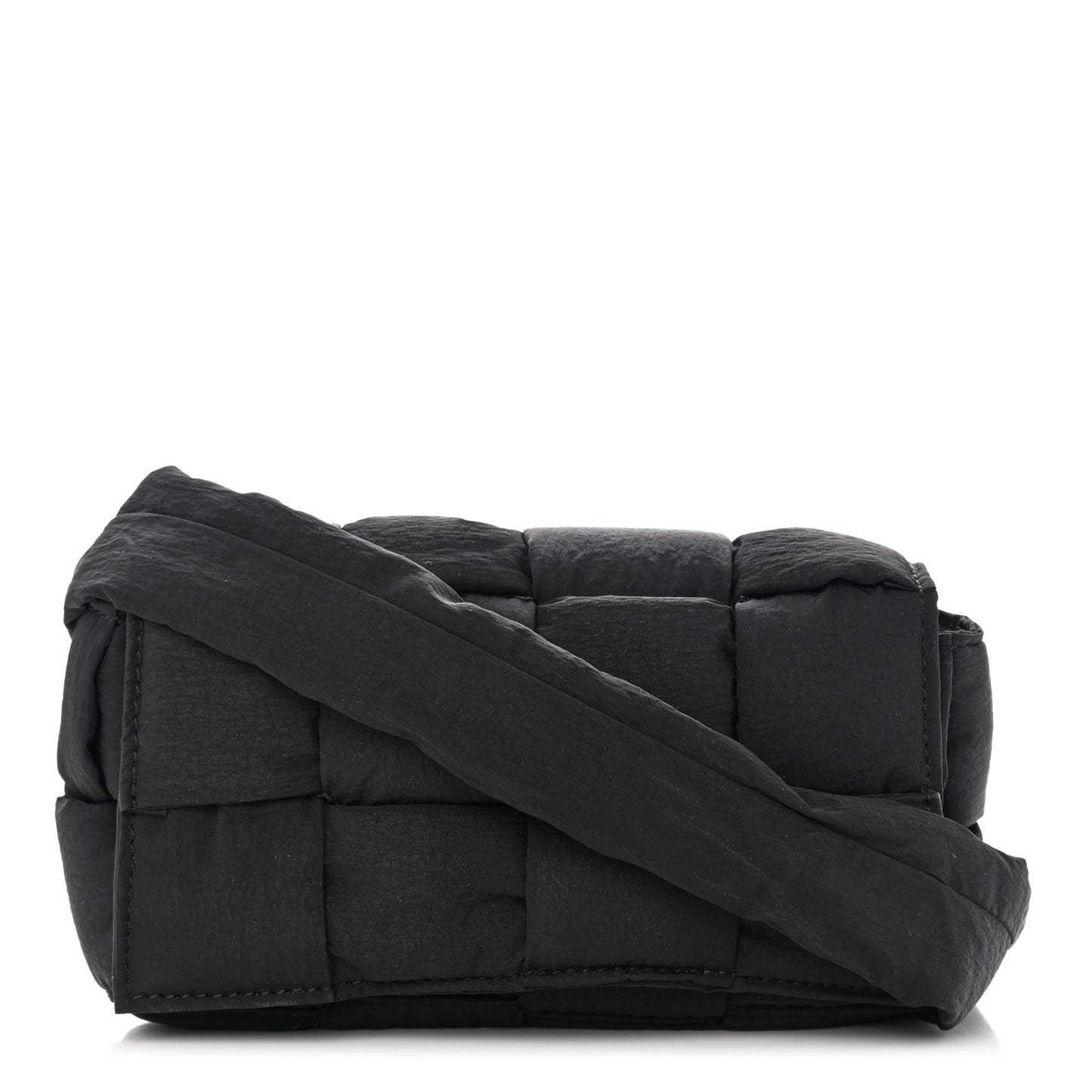 Nylon Intrecciato Padded Tech Mini Cassette Belt Bag Black