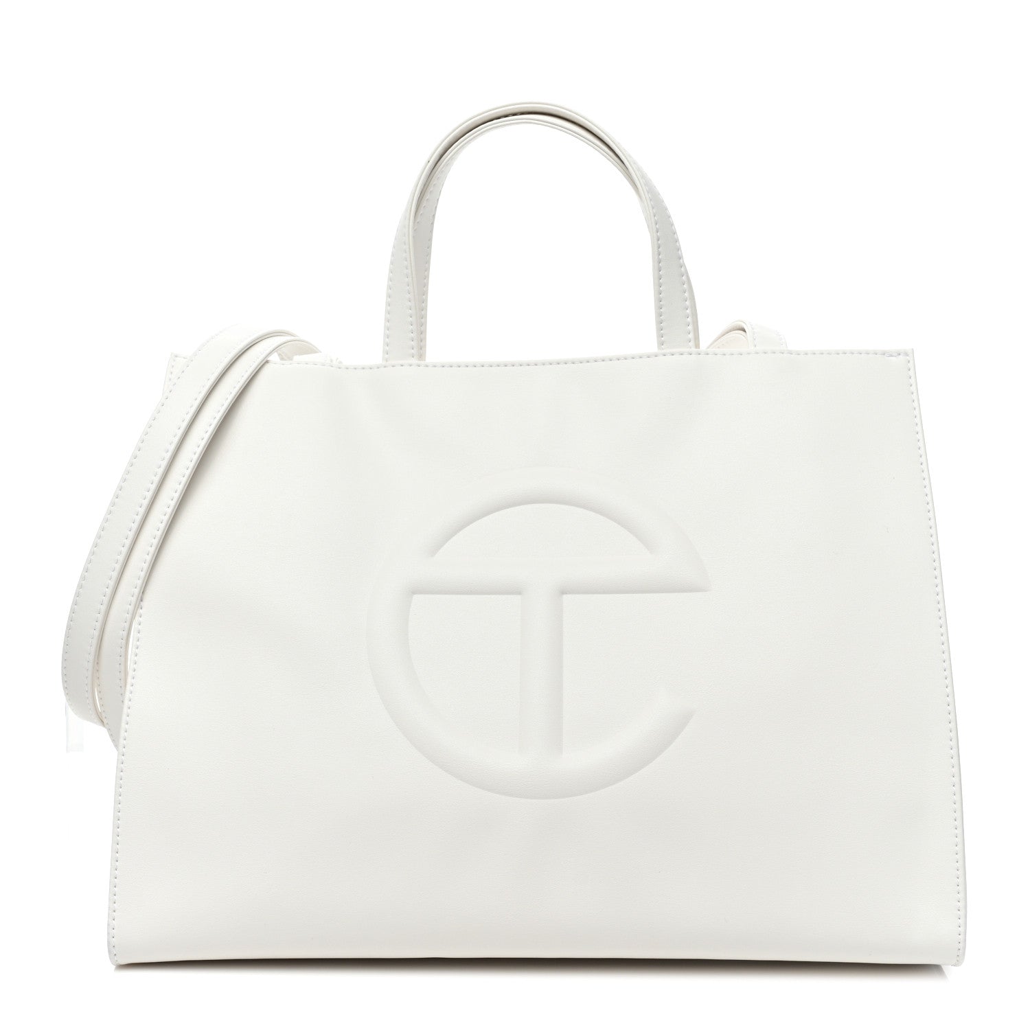 TELFAR Vegan Leather Medium Shopping Bag White FASHIONPHILE