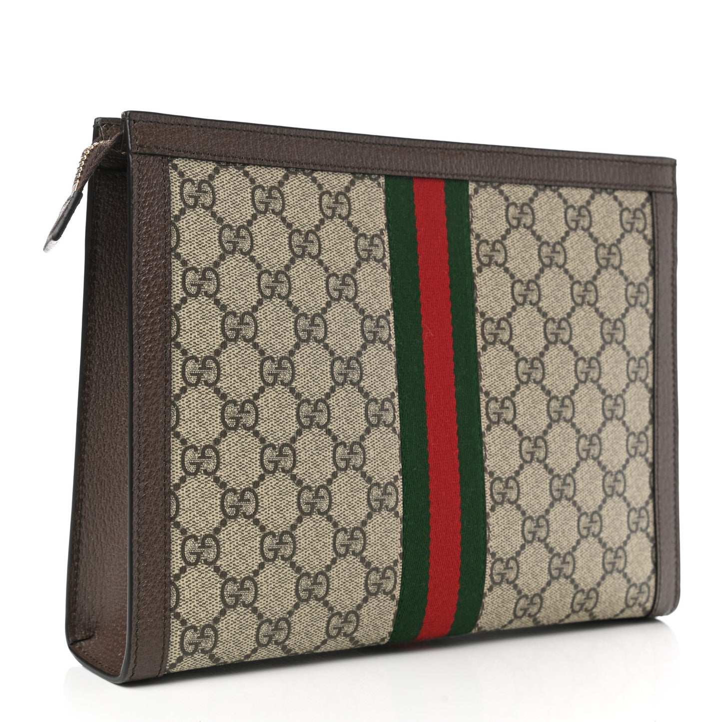 GG Supreme Monogram Web Ophidia Pouch Brown