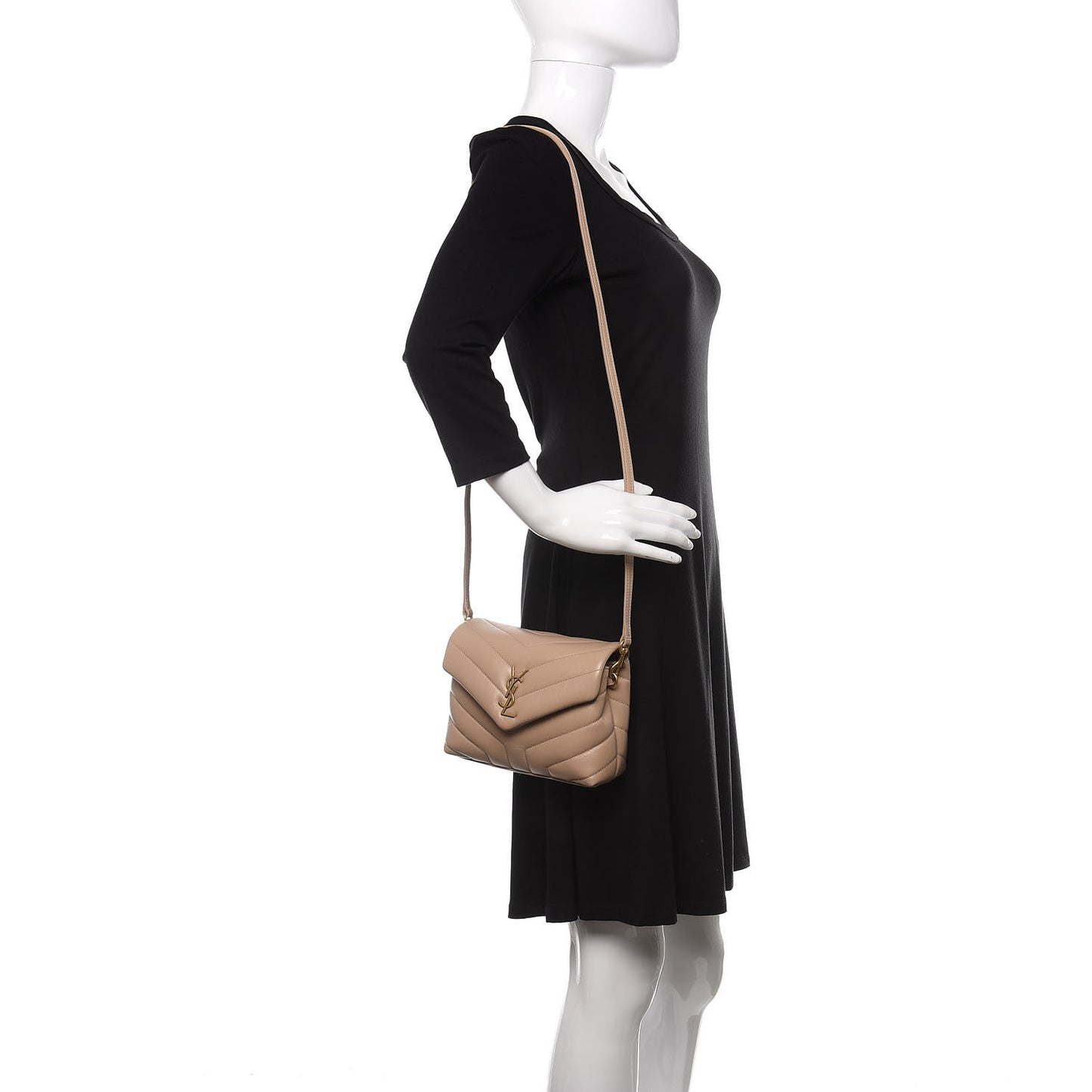 Calfskin Y Quilted Monogram Toy Loulou Crossbody Bag Dark Beige