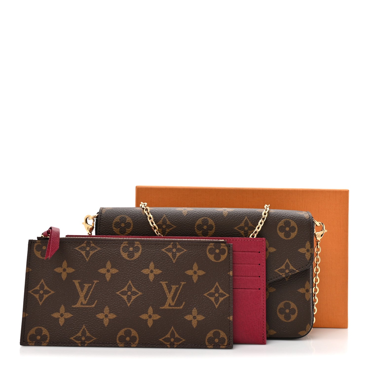 Louis Vuitton Monogram Pochette Felicie Chain Wallet Fuchsia 13 of 13