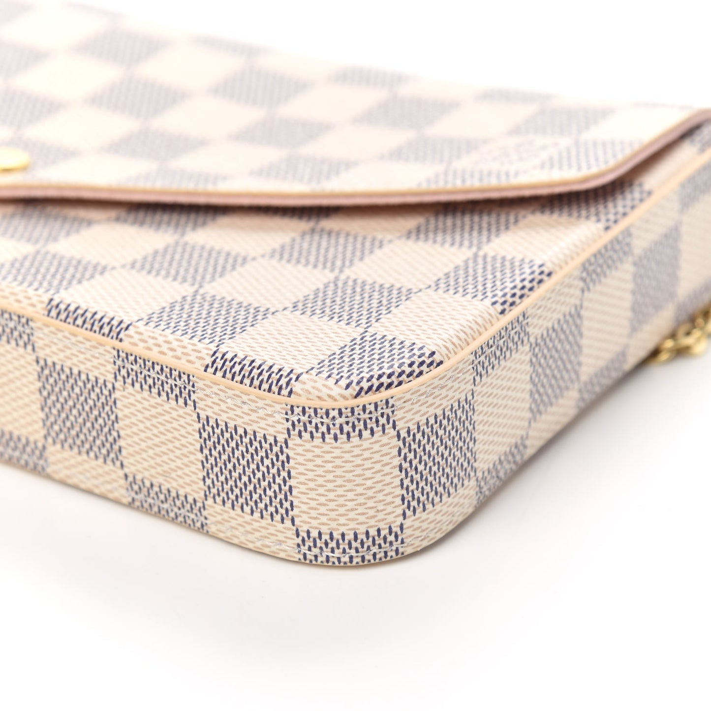 Damier Azur Pochette Felicie Chain Wallet Rose Ballerine