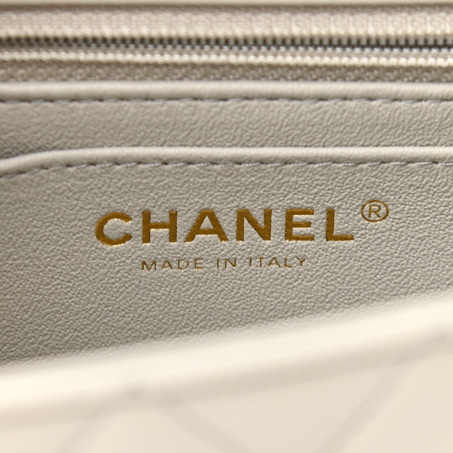 Lambskin Quilted Mini Rectangular Flap Grey
